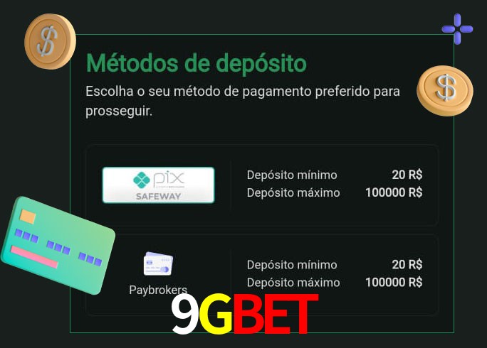 O cassino 9GBET oferece uma grande variedade de métodos de pagamento